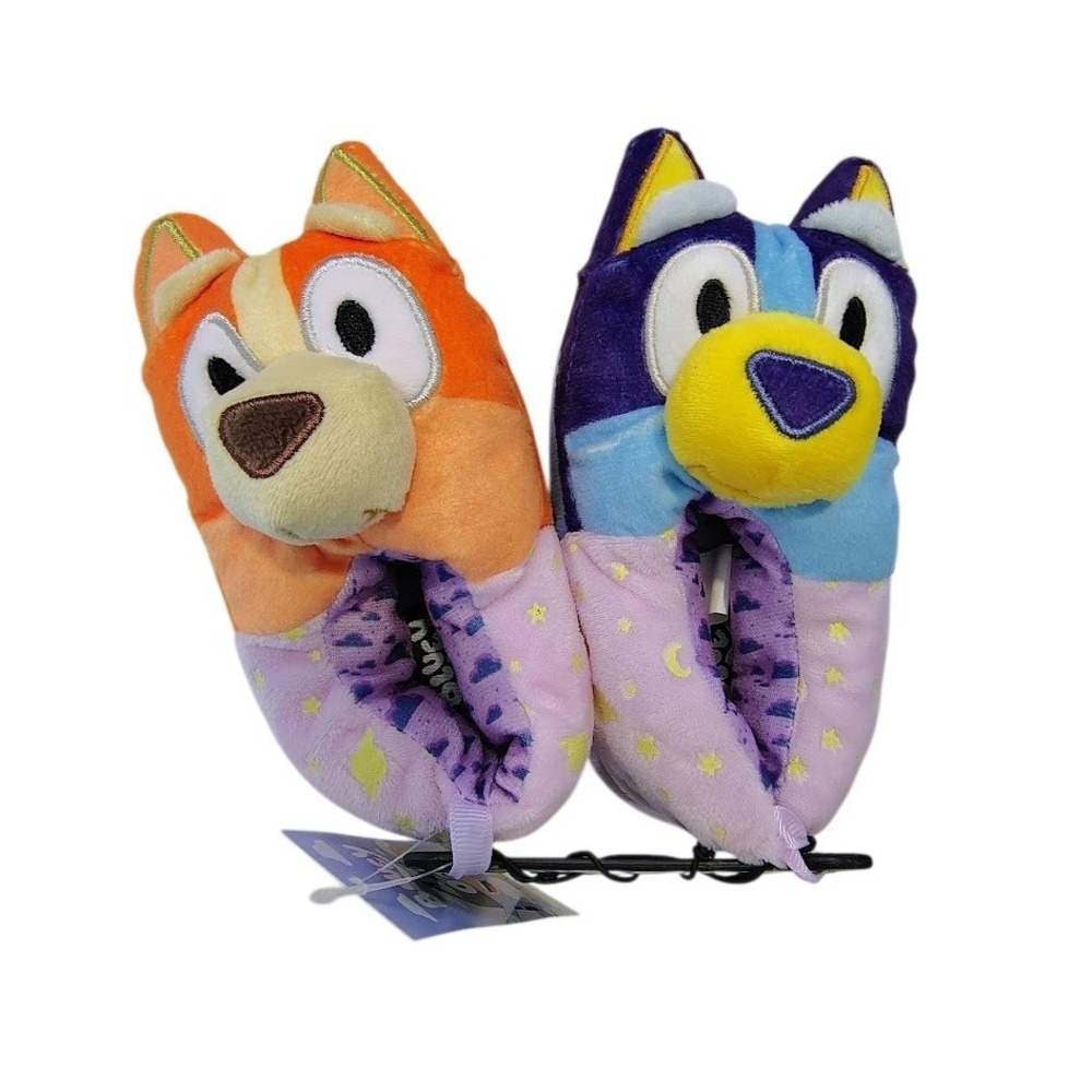 Bluey and Bingo Kids Plush Slippers Glow in the Dark Size 5/6 NEW